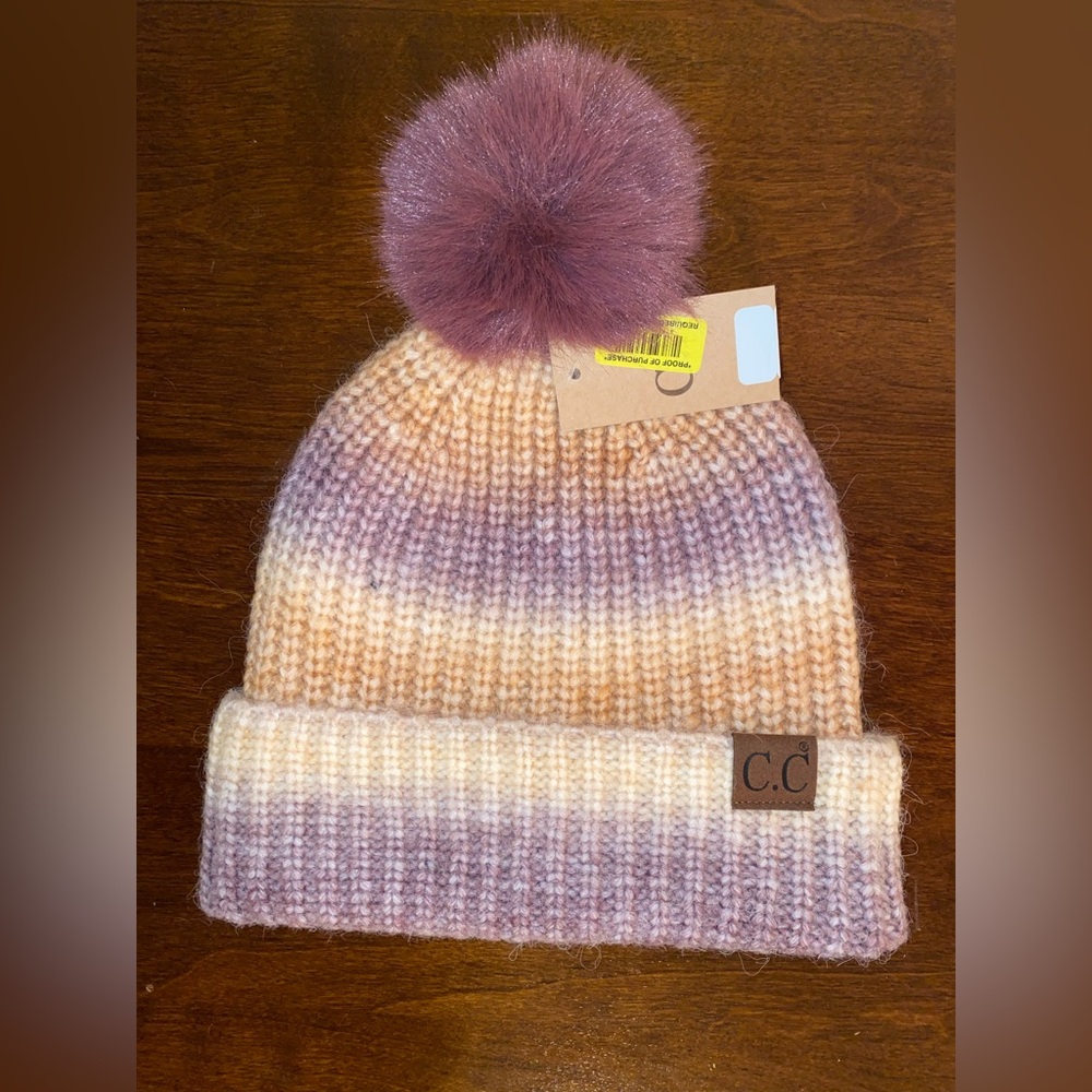 C.C Beanie with Fur Pom